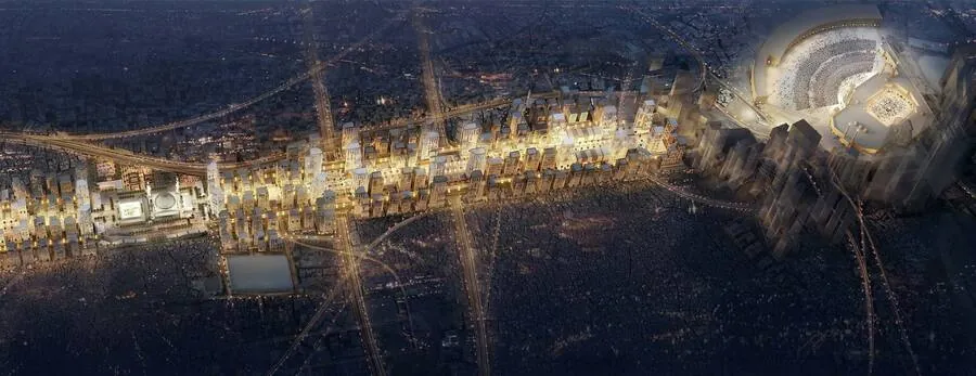 King Abdul Aziz Road Project night rendering, Makkah corridor