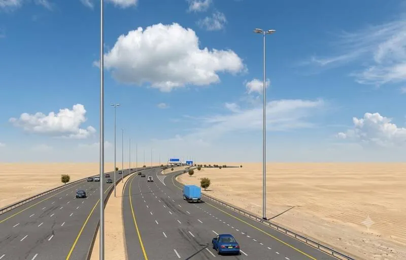 Batinah Expressway aerial photograph through rock cutting