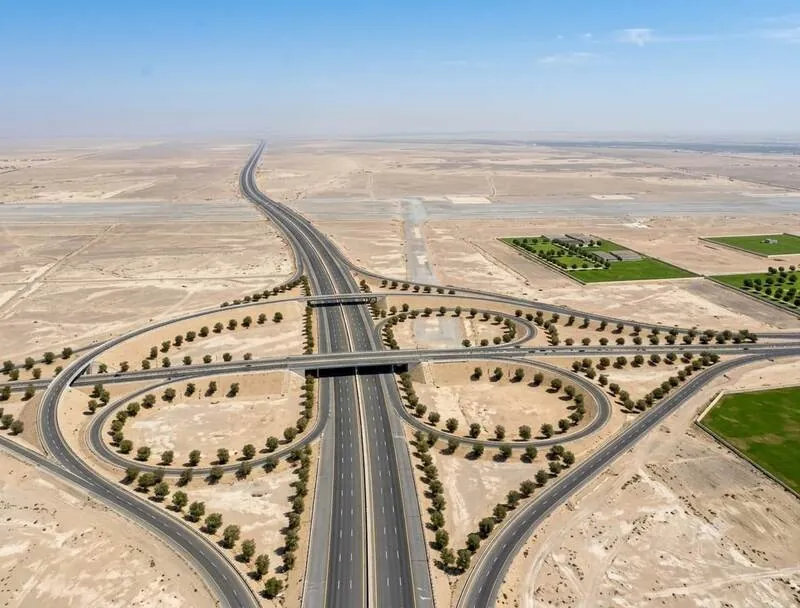 Batinah Expressway interchange aerial photograph
