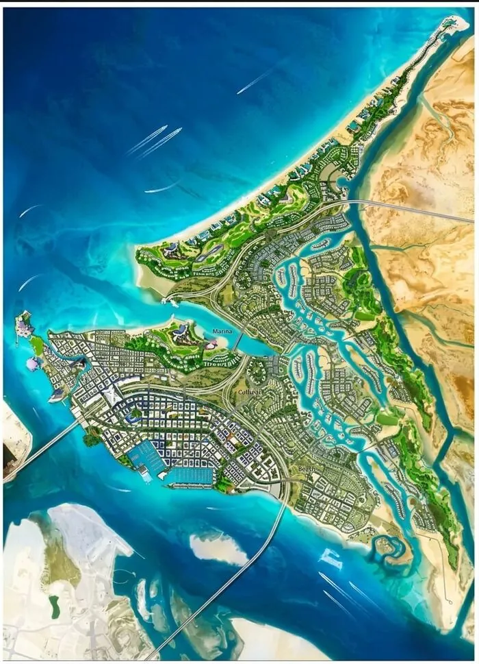 Saadiyat Island masterplan aerial illustration