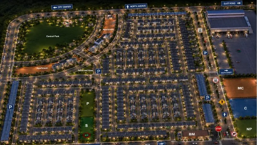 West Marina Lahore masterplan night rendering