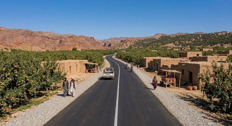 Sibi Cluster Roads photograph, village road through orchards
